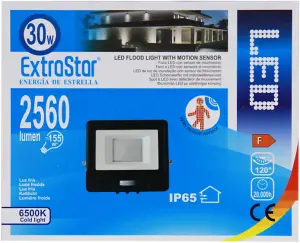 Extrastar 30W LED Floodlight PIR Motion Sensor, IP65, 6500K, 2560 lumens, time delay adjustment