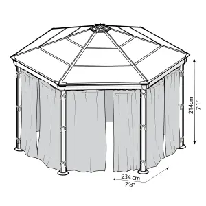 Palram - Canopia Hexagonal Grey Gazebo curtain, Pack of 6 (L)2170mm (W)2320mm