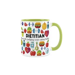 Dietitian Mug - Humorous Healthcare & Wellbeing Nutrition Coach Novelty Gift - Tea/Coffee Hot Drinks Green Ceramic Cup Present