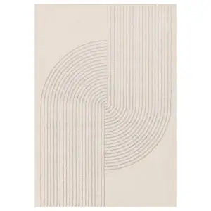 Cream Arch Abstract Modern Easy to Clean Rug for Living Room Bedroom and Dining Room-160cm X 230cm