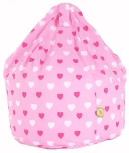 Cotton Pink Hearts Bean Bag Large Size