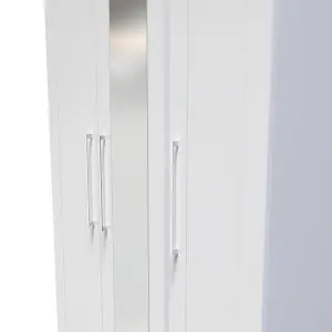 Ripon Tall Triple Mirror Wardrobe in White Ash (Ready Assembled)