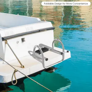 Costway 4-Step Pontoon Boat Ladder Folding Stainless Steel Rear Entry Inboard Ladder