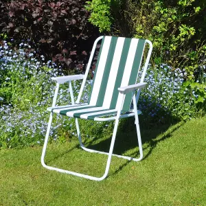 Lightweight Folding Chair Picnic Green & White Stripe Festival Portable Outdoor