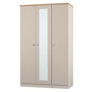 Sussex Ready assembled Traditional Beige & oak effect Tall Triple Wardrobe With 1 mirror door (H)1970mm (W)1110mm (D)530mm