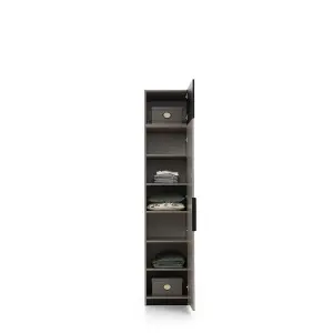 Compact Ufficio Hinged Door Wardrobe H2400mm W500mm D600mm with Shelves in Congo & Black Matt