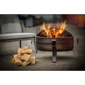 30" Deluxe 2-in-1 Outdoor Fire Pit & Coffee Table, Antique Bronze Effect - DG42