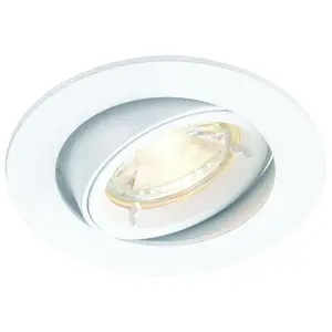 TILTING Round Recess Ceiling Down Light White 95mm Flush GU10 Lamp Fitting