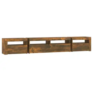 Berkfield TV Cabinet with LED Lights Smoked Oak 240x35x40 cm