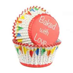 Baked With Love Bunting Muffin and Cupcake Cases (Pack of 24) Multicoloured (One Size)