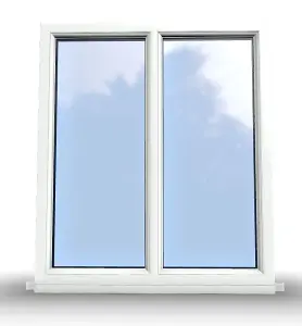 1195mm (W) x 1145mm (H) PVCu StormProof Casement Window - 2 Vertical Panes Non Opening Windows -  White Internal & External