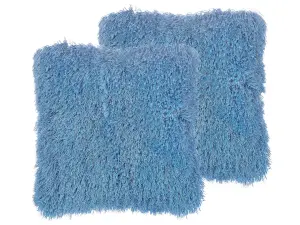 Set of 2 Cushions CIDE Boucle 45 x 45 cm Solid Blue