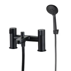 GoodHome Cavally Matt Black Mixer tap with shower kit