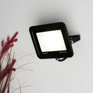 Litecraft Stanley Slimline Black 20 Watt LED IP65 Outdoor Wall Flood Light