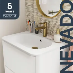 GoodHome Nevado Satin White Rectangular Vanity Basin (W)60.4cm