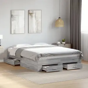 Berkfield Bed Frame with Drawers without Mattress Grey Sonoma 120x190 cm Small Double