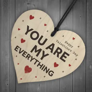 Valentines Day Gift Wood Heart YOU ARE MY EVERYTHING Girlfriend Boyfriend Gift