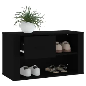 Berkfield Shoe Cabinet Black 80x35x45 cm Engineered Wood