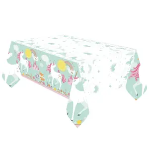 Amscan Plastic Unicorn Party Table Cover Sea Green/White (One Size)