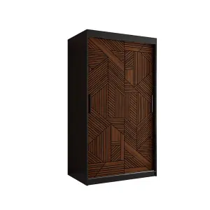 Modern Marsylia I Sliding Door Wardrobe W1000mm H2000mm D620mm - Black & Dark Walnut, Stylish Design, Efficient Storage