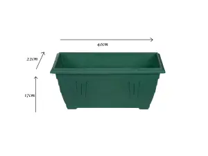 2 x 40cm Small Plastic Venetian Window Box Trough Planter Pot Green Colour