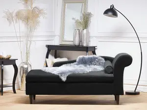 Right Hand Velvet Chaise Lounge Black LUIRO