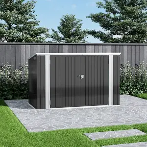 7 x 3ft Outdoor Metal Garden Storage Shed Pent Tool Shed Bicycle Storage Shed  Charcoal Black