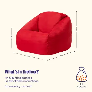 Veeva Kids Classic Bean Bag Chair Red Childrens Bean Bags