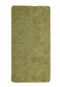 Green Modern Shaggy Easy to Clean Plain Rug for Living Room, Bedroom, Dining Room - 67 X 300cm (Runner)