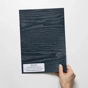 d-c-fix Woodgrain Midnight Navy Wood Self Adhesive Vinyl Wrap Film for Kitchen Doors and Worktops A4 Sample 297mm(L) 210mm(W)