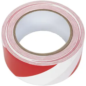 High-Visibility 50mm x 33m Red and White Adhesive Warning Tape for Safety Marking