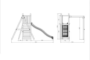 Shire Rumble Ridge Climbing Frame with Rock Wall, Single Swing, Slide and Sandpit