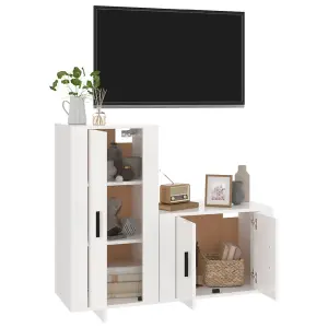 Berkfield 2 Piece TV Cabinet Set High Gloss White Engineered Wood