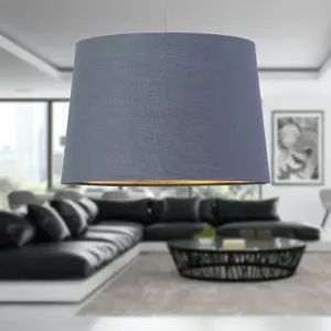 First Choice Lighting Set of 2 Zoey Dark Grey with Gold Inner Easy Fit Pendant or Lamp Shades