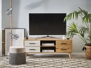 Beliani Modern TV Stand Light Wood FLORIDA