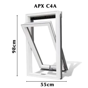 YARDLITE Roof Window Grey / White UPVC Pivot Loft Skylight Unvented + Flashing  - C4A - 55cm x 98cm, LSX Slate Flashing