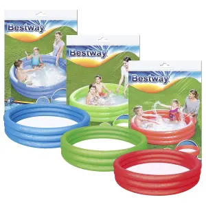 Bestway Paddling Pool 3 Ring Kids' with Repair Patch, 152x30cm, Colour May Vary