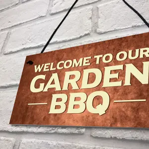 Red Ocean BBQ Barbecue Sign For Garden Novelty Garden Signs And Plaques Welcome Signs