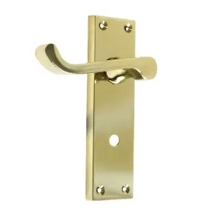 Door Handles Victorian Scroll Lever Bath Lock - Brass 150 x 40mm