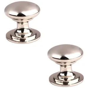 2 PACK - Victorian Tiered Door Knob - 42mm Polished Nickel Cabinet Pull Handle Round Rose