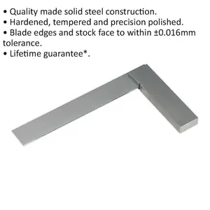 150mm Precision Steel Square Tool - Hardened, Tempered, and Polished for Accuracy