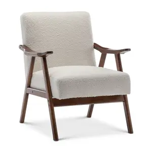 Teddy Boucle Fabric White Selma Accent Chair