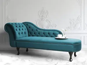 Left Hand Chaise Lounge Velvet Teal NIMES