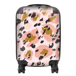 Hand Drawn Pink Leopard Print Suitcase - Small