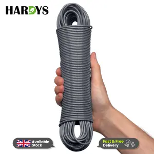 Hardys Clothes Washing Line - PVC Coated with Steel Core, Outdoor & Indoor Suitable Clothes Line, 80kg Capacity - 50m, Grey