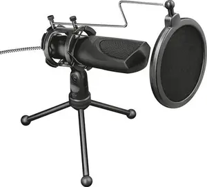 Trust Gaming GXT 232 Mantis Streaming Gaming Microphone For PC, PS4 And PS5, USB Connected, Including Shock Mount, Pop Filter And Tripod Stand, Black