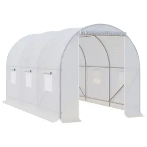 Outsunny Large Walk-in Greenhouse Poly Tunnel Galvanised Garden Plants Grow Tent