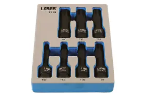 Laser Tools 7119 7pc Long Impact Torx/Star Socket Bit Set 1/2" Drive