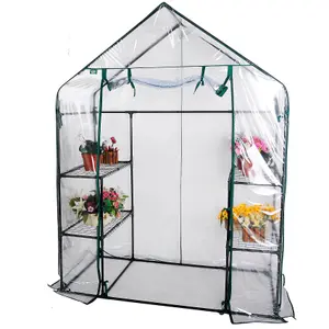 Walk In 4 shelf Greenhouse/ Grow House w/ PVC Cover for Garden