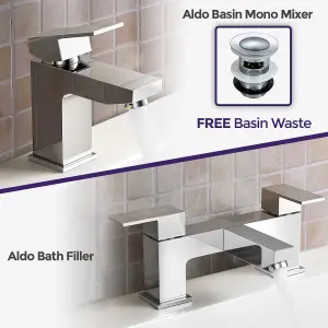 Nes Home Bathroom Basin Mixer Tap & Bath Shower Filler Mixer Tap and Waste